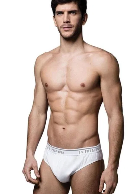 Pamuklu Lastik Detaylı Erkek Slip 3 Lü Paket Us. POLO 83057 - Beyaz Beyaz Beyaz